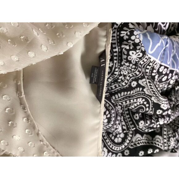 Armani Exchange Shift Dress Womens Medium Short Puff Sleeve Buttons Ivory - Picture 5 of 5